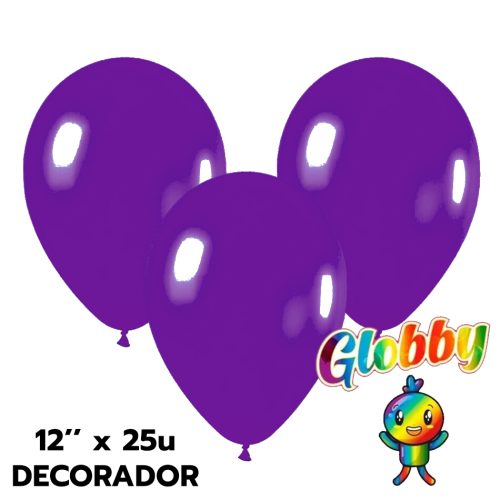 Globo Globby Liso Decorador 12 Pulgadas Violeta x25u
