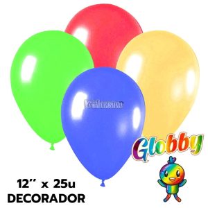 Globo Globby Liso Decorador 12 Pulgadas Multicolor x25u