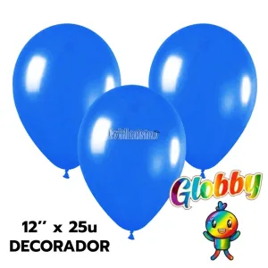 Globo Globby Liso Decorador 12 Pulgadas Azul Real x25u