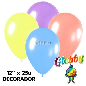 Globo Globby Liso Pastel 12 Pulgadas Multicolor x25u