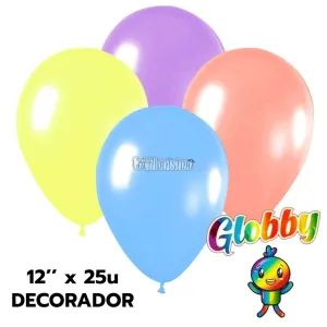 Globo Globby Liso Pastel 12 Pulgadas Multicolor x25u