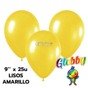 Globo Globby Liso Standard 9 Pulgadas Amarillo x25u