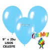 Globo Globby Liso Standard 9 Pulgadas Celeste x25u