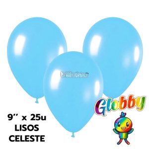 Globo Globby Liso Standard 9 Pulgadas Celeste x25u