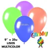 Globo Globby Liso Standard 9 Pulgadas Multicolor x25u