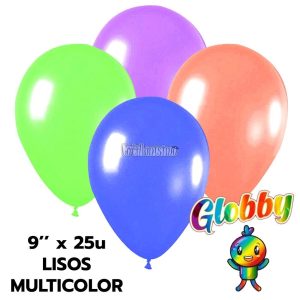 Globo Globby Liso Standard 9 Pulgadas Multicolor x25u