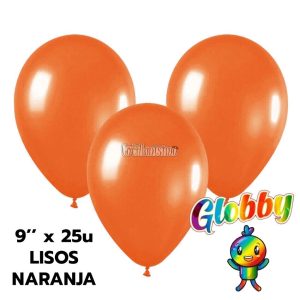 Globo Globby Liso Standard 9 Pulgadas Naranja x25u
