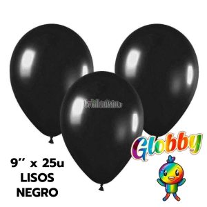 Globo Globby Liso Standard 9 Pulgadas Negro x25u