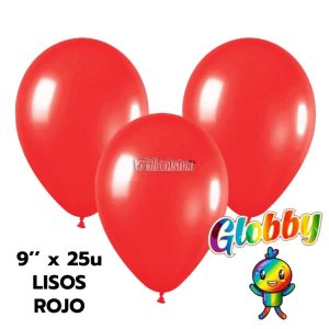 Globo Globby Liso Standard 9 Pulgadas Rojo x25u