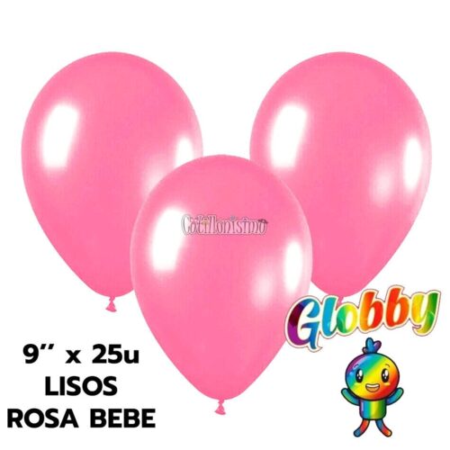 Globo Globby Liso Standard 9 Pulgadas Rosa Bebe x25u