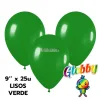 Globo Globby Liso Standard 9 Pulgadas Verde x25u