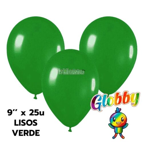 Globo Globby Liso Standard 9 Pulgadas Verde x25u