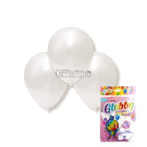 Globo Globby Perlado 9 Pulgadas Blanco x25u