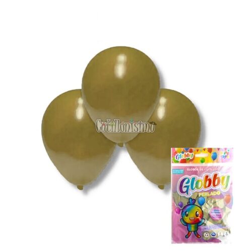 Globo Globby Perlado 9 Pulgadas Dorado x25u