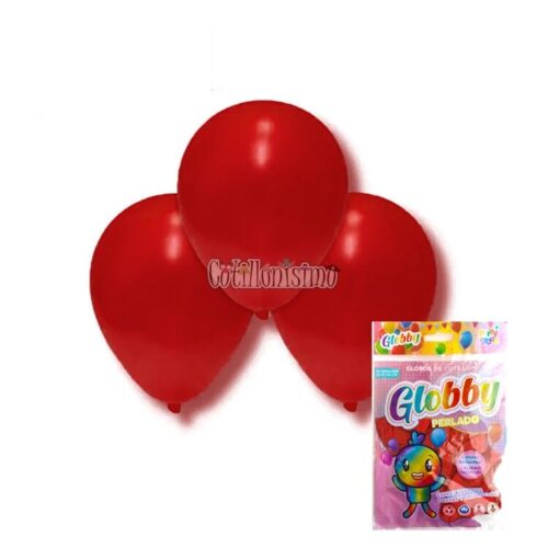 Globo Globby Perlado 9 Pulgadas Rojo Cereza x25u
