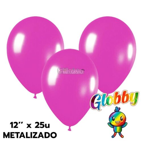 Globo Globby Liso Metalizado Perlado 12 Pulgadas Rosa Chicle x25u