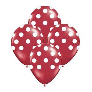 Globos Lunares Blancos Color ROJO 12 Pulgadas X10 Unidades