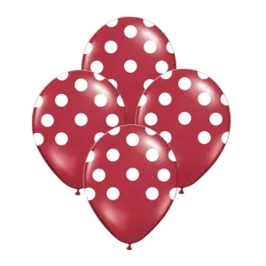 Globos Lunares Blancos Color ROJO 12 Pulgadas X10 Unidades