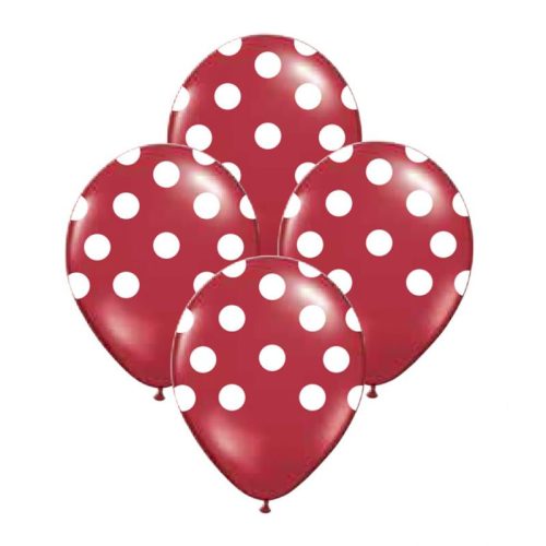 Globos Lunares Blancos Color ROJO 12 Pulgadas X10 Unidades