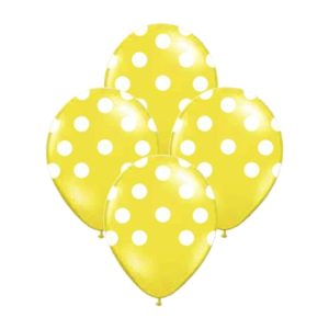 Globos Lunares Blancos Color AMARILLO 12 Pulgadas X10 Unidades