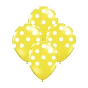 Globos Lunares Blancos Color AMARILLO 12 Pulgadas X10 Unidades