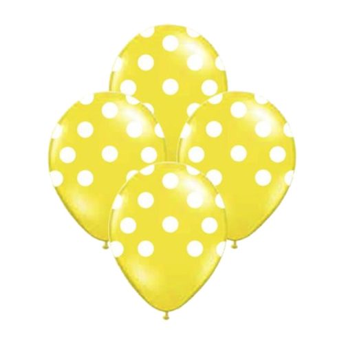 Globos Lunares Blancos Color AMARILLO 12 Pulgadas X10 Unidades