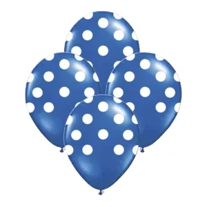 Globos Lunares Blancos Color AZUL 12 Pulgadas X10 Unidades