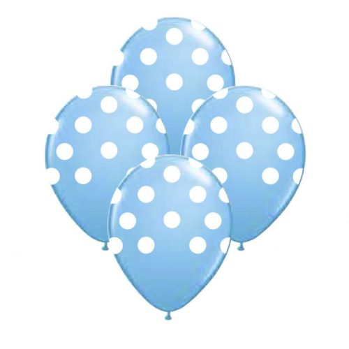 Globos Lunares Blancos Color CELESTE 12 Pulgadas X10 Unidades