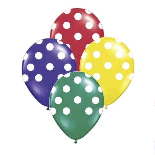 Globos Lunares Blancos Colores SURTIDOS 12 Pulgadas X10 Unidades
