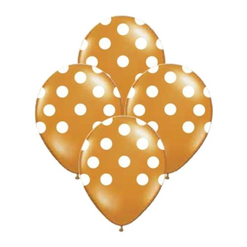 Globos Lunares Blancos Color NARANJA 12 Pulgadas X10 Unidades