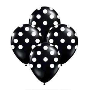Globos Lunares Blancos Color NEGRO 12 Pulgadas X10 Unidades