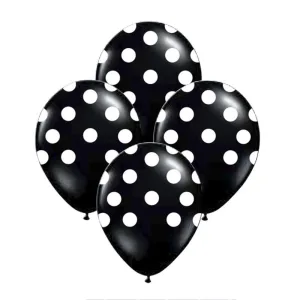 Globos Lunares Blancos Color NEGRO 12 Pulgadas X10 Unidades