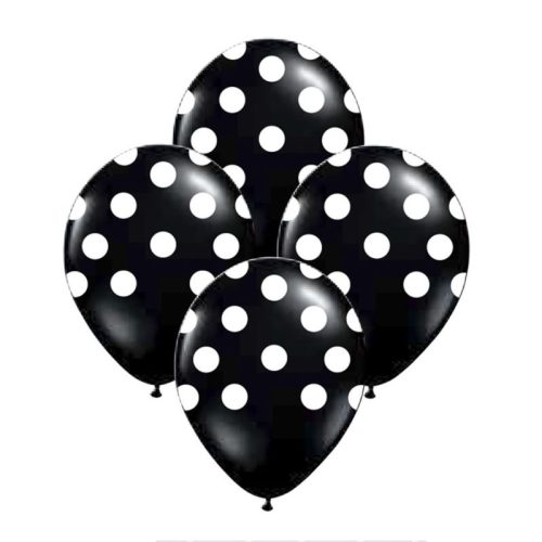 Globos Lunares Blancos Color NEGRO 12 Pulgadas X10 Unidades