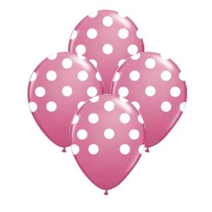 Globos Lunares Blancos Color ROSA 12 Pulgadas X10 Unidades