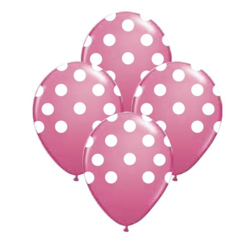 Globos Lunares Blancos Color ROSA 12 Pulgadas X10 Unidades