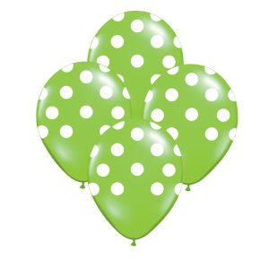 Globos Lunares Blancos Color VERDE MANZANA 12 Pulgadas X10 Unidades