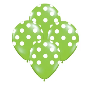 Globos Lunares Blancos Color VERDE MANZANA 12 Pulgadas X10 Unidades