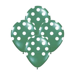 Globos Lunares Blancos Color VERDE OSCURO 12 Pulgadas X10 Unidades