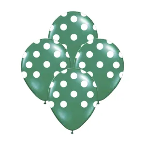 Globos Lunares Blancos Color VERDE OSCURO 12 Pulgadas X10 Unidades