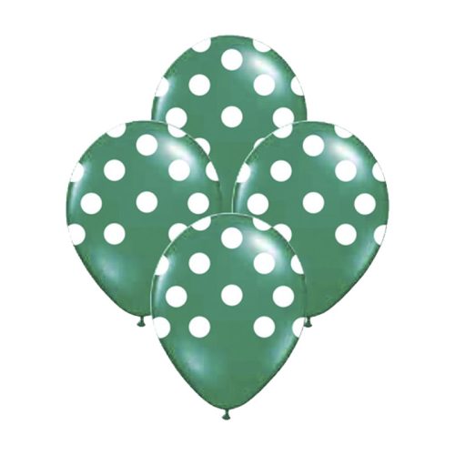 Globos Lunares Blancos Color VERDE OSCURO 12 Pulgadas X10 Unidades
