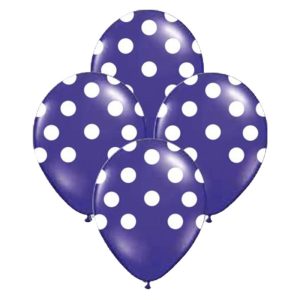 Globos Lunares Blancos Color VIOLETA 12 Pulgadas X10 Unidades
