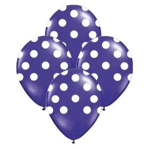 Globos Lunares Blancos Color VIOLETA 12 Pulgadas X10 Unidades