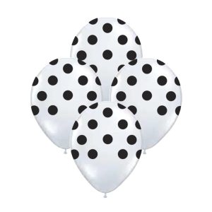 Globos Lunares Negros Color BLANCO 12 Pulgadas X10 Unidades