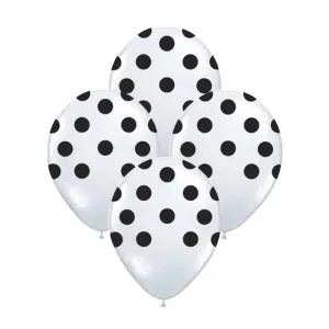 Globos Lunares Negros Color BLANCO 12 Pulgadas X10 Unidades