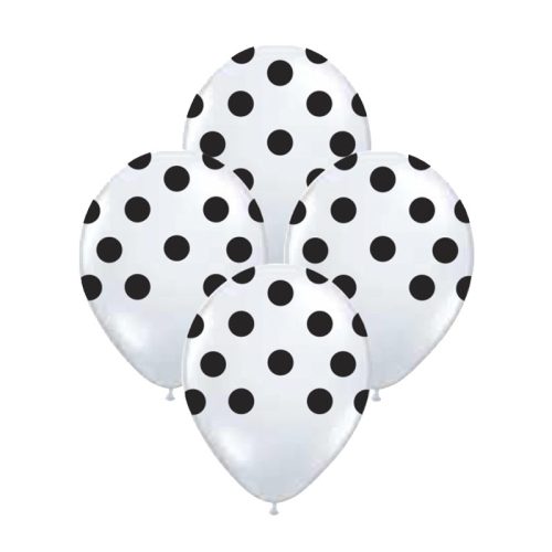 Globos Lunares Negros Color BLANCO 12 Pulgadas X10 Unidades