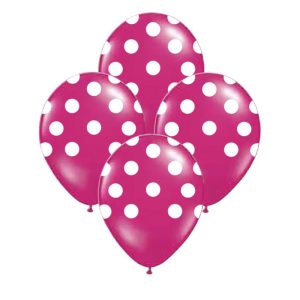 Globos Lunares Blancos Color FUCSIA 12 Pulgadas X10 Unidades