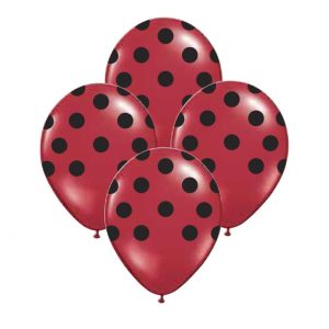 Globos Lunares Negros Color ROJO 12 Pulgadas X10 Unidades