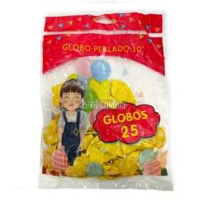 Globos de Latex Color Amarillo Perlados 10 Pulgadas x25 Unidades