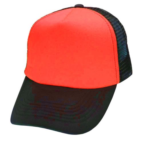 Gorra Trucker Negra Frente Naranja Fluo