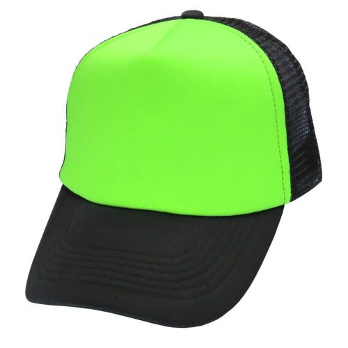 Gorra Trucker Negra Frente Verde Fluo